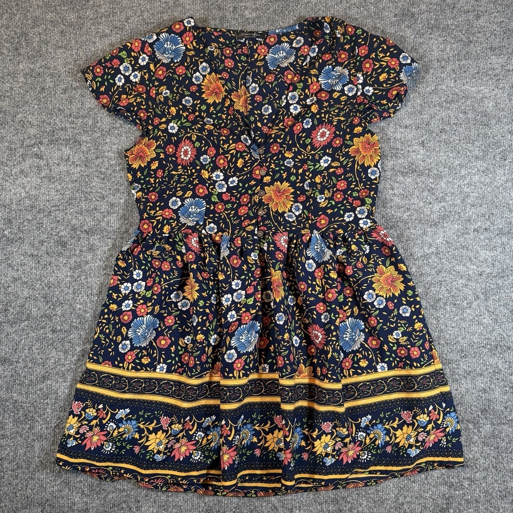 Sucrefas Juniors L‎ Floral Mini Dress V-Neck Cap Sleeve Fit & Flare